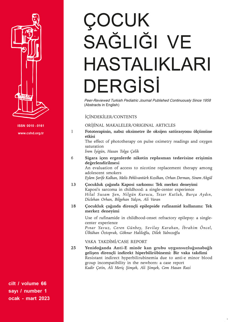 Çocuk Sağlığı ve Hastalıkları Dergisi Cilt 66 Sayı 1 Kapak